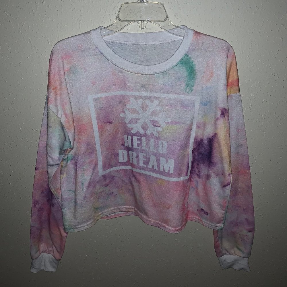 Colorful watercolor cropped sweatshirt
